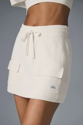 Scholar Knit Cargo Skirt – Ivory