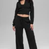 Scholar Knit Cropped Full Zip Jacket - Black