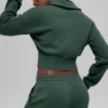 Scholar Knit Cropped Full Zip Jacket - Clover Green