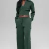 Scholar Knit Cropped Full Zip Jacket - Clover Green