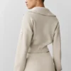 Scholar Knit Cropped Full Zip Jacket - Oatmeal Heather