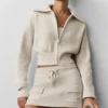 Scholar Knit Cropped Full Zip Jacket - Oatmeal Heather