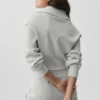 Scholar Knit Cropped Full Zip Jacket - White Heather