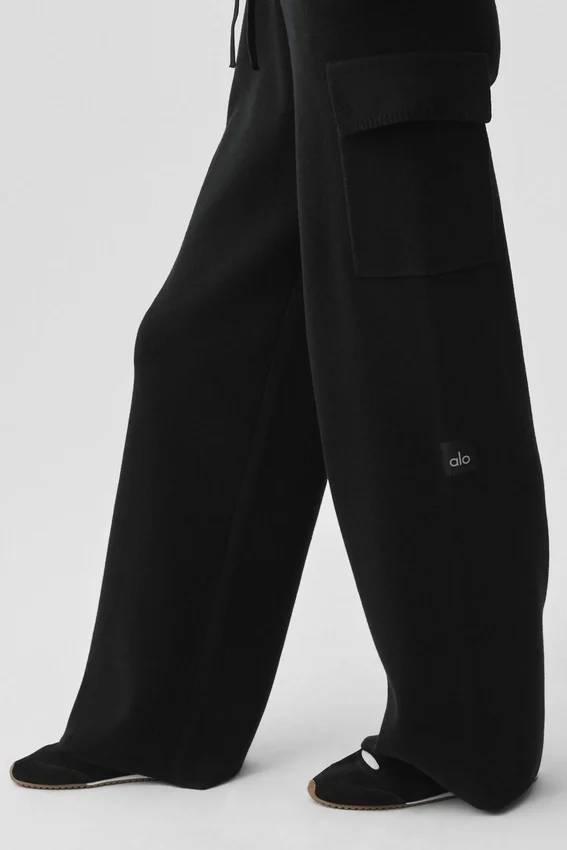 Scholar Knit High-Waist Cargo Pant - Black