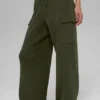 Scholar Knit High-Waist Cargo Pant - Green Olive
