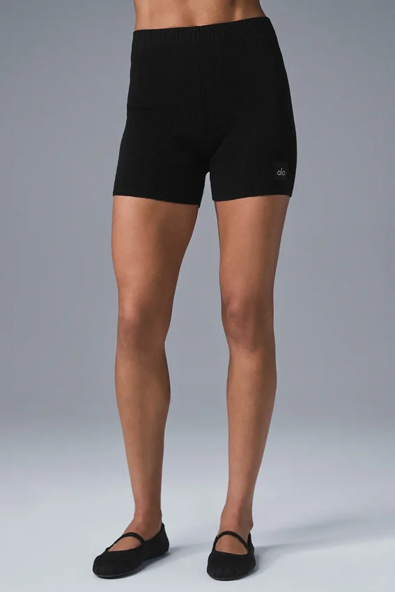 Scholar Knit High-Waist Short - Black