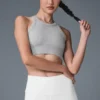 Seamless Delight High Neck Bra - Athletic Heather Grey