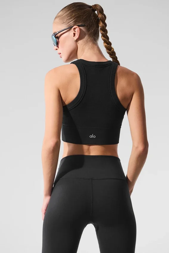 Seamless Delight High Neck Bra - Black