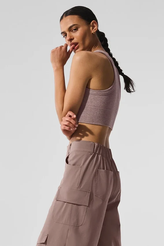 Seamless Delight High Neck Bra - Mushroom Heather