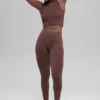 Seamless High-Waist Two Tone Rib Legging - Brownstone Heather