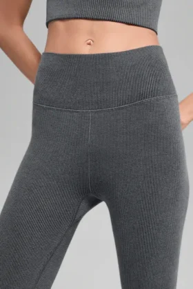 Seamless High-Waist Two Tone Rib Legging – Dark Misty Grey Heather