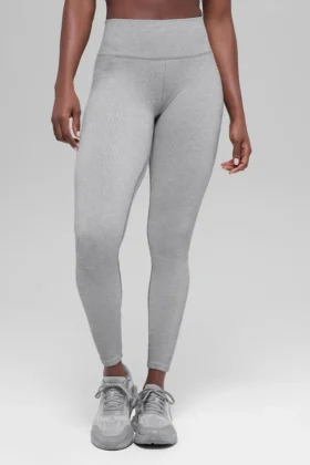 Seamless High-Waist Two Tone Rib Legging – Light Misty Grey Heather