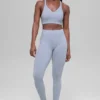 Seamless High-Waist Two Tone Rib Legging - Winter Frost Heather