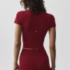 Seamless Modal Ribbed Cropped Short Sleeve - Summer Romance Red