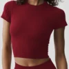 Seamless Modal Ribbed Cropped Short Sleeve - Summer Romance Red
