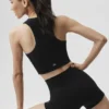 Seamless Modal Ribbed High Neck Delight Bra - Black