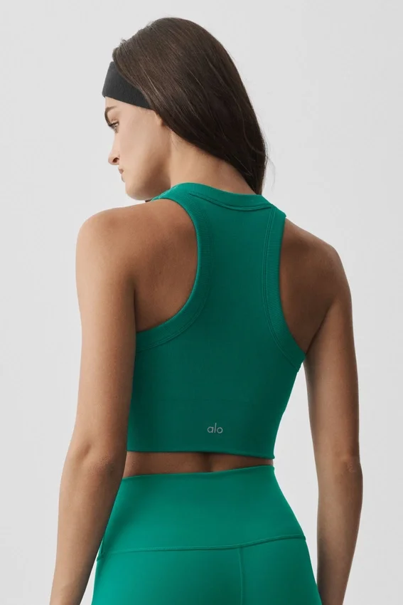 Seamless Modal Ribbed High Neck Delight Bra - Emerald Isle