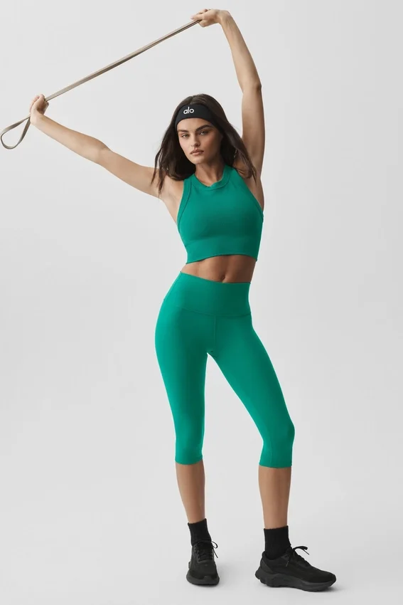 Seamless Modal Ribbed High Neck Delight Bra - Emerald Isle