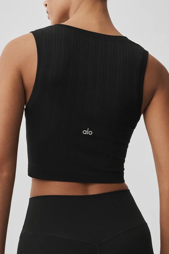 Seamless Pointelle Tank - Black