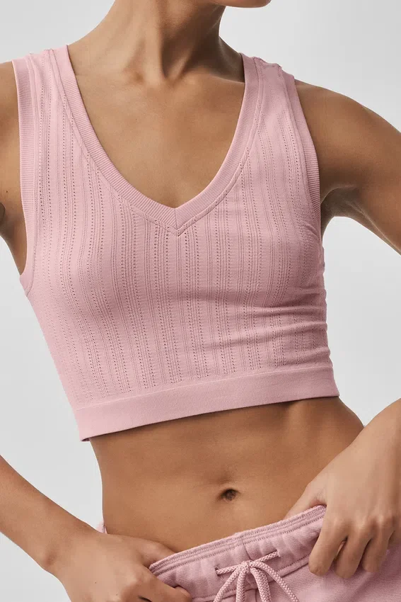 Seamless Pointelle Tank - Vintage Pink