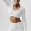 Seamless Ribbed Cropped Serene Long Sleeve - White