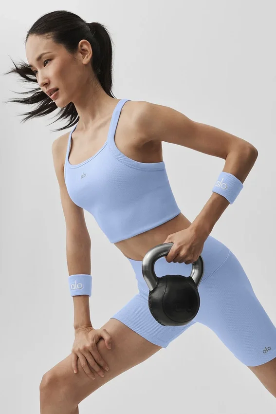 Seamless Ribbed Favorite Bra Tank - Light Provence Blue