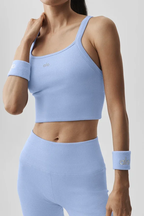 Seamless Ribbed Favorite Bra Tank - Light Provence Blue