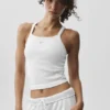 Seamless Ribbed Favorite Full Length Bra Tank - White