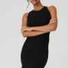 Seamless Ribbed Warm Nights Dress - Black