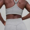 Seamless Two Tone Rib Bra - Light Misty Grey Heather