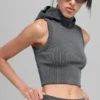 Seamless Two Tone Rib Hooded Vest - Dark Misty Grey Heather