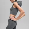 Seamless Two Tone Rib Hooded Vest - Dark Misty Grey Heather