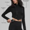 Seamless Two Tone Rib Jacket - Black