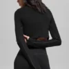 Seamless Two Tone Rib Jacket - Black