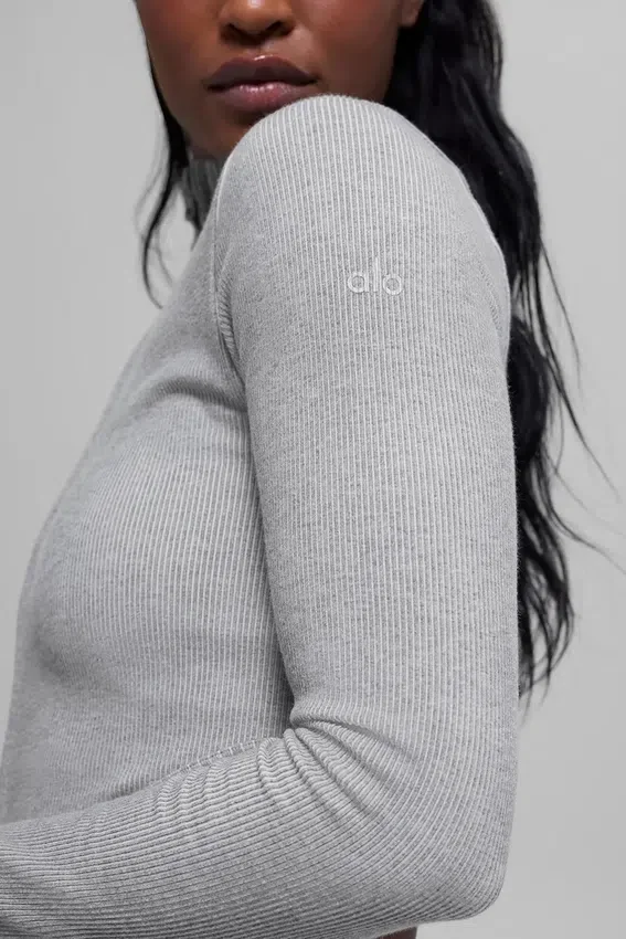 Seamless Two Tone Rib Jacket - Light Misty Grey Heather