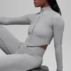 Seamless Two Tone Rib Jacket - Light Misty Grey Heather
