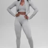 Seamless Two Tone Rib Jacket - Light Misty Grey Heather