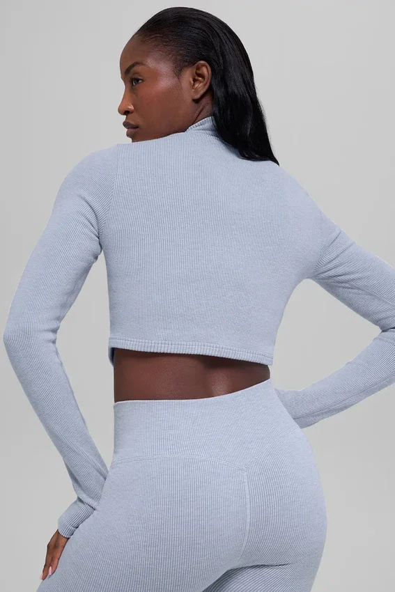 Seamless Two Tone Rib Jacket - Winter Frost Heather