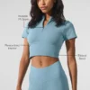 Seamless Winter Warm Plush Cropped Short Sleeve - Celestial Blue