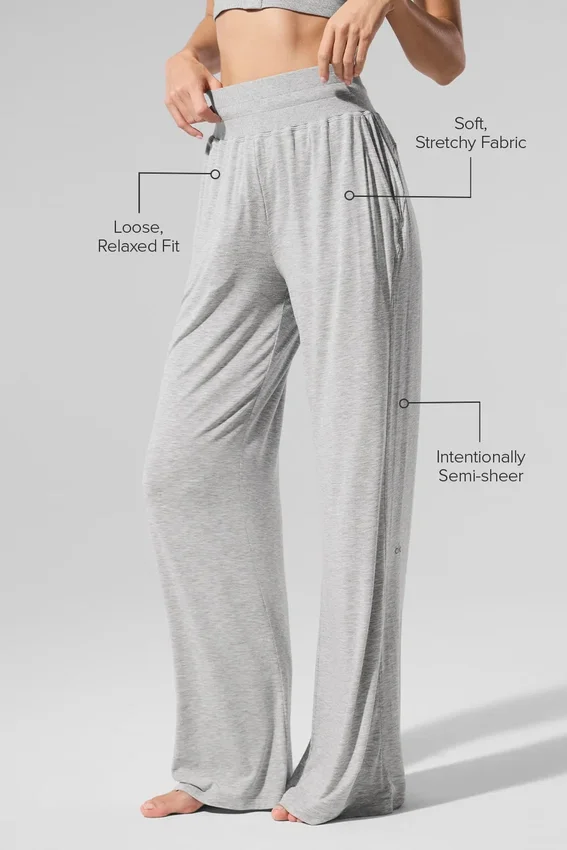 Semi-Sheer Delicate Lounge Flare Pant - Athletic Heather Grey