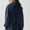 Semi-Sheer Golden Hour Button Down Long Sleeve - Navy