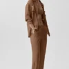 Semi-Sheer Golden Hour Button Down Long Sleeve - Sun Kissed Brown