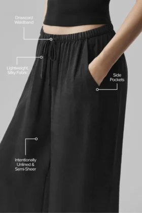 Semi-Sheer Golden Hour High-Waist Straight Leg Pant – Black