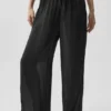 Semi-Sheer Golden Hour High-Waist Straight Leg Pant - Black