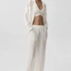Semi-Sheer Golden Hour High-Waist Straight Leg Pant - Ivory