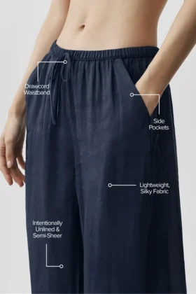 Semi-Sheer Golden Hour High-Waist Straight Leg Pant – Navy