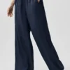 Semi-Sheer Golden Hour High-Waist Straight Leg Pant - Navy