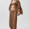 Semi-Sheer Golden Hour High-Waist Straight Leg Pant - Sun Kissed Brown