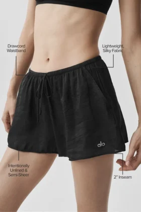 Semi-Sheer Golden Hour Mid-Rise Short – Black