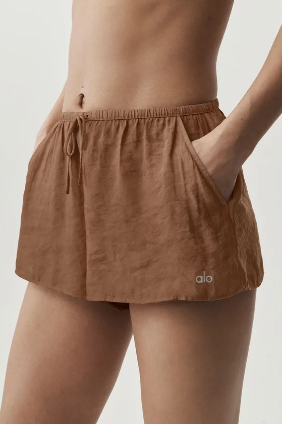 Semi-Sheer Golden Hour Mid-Rise Short - Sun Kissed Brown